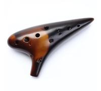 Joy of Wood Thrush 12 Hole Alto C Sweet Potato Ocarina Pottery Ocarina with a Protective Bag and Songbooks (Smoked Amber)