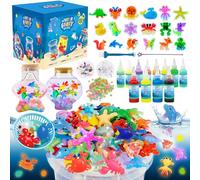 JOY SPOT! Magic Water Fairy Craft Kit for Kid, Glow-in-The-Dark Magic Gel Water Pets Squishy Kit, Aqua DIY Elf with 18 Molds,100ml Gels, 5000ml Bucket Birthday Gift Make Your Own Sea World