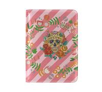 Joy Sugar Skull USA Passport Holder Real Leather Cover Case for Travel Men Women