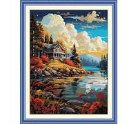 Joy Sunday Counted Cross Stitch Kits for Adults,14CT Unprinted Pattern Embroidery Kits for Beginners,Easy Cross-Stitch Set DMC Threads Needlework-Afterglow 40cm×51cm