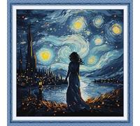 Joy Sunday Counted Cross Stitch Kits for Adults,14CT Unprinted Pattern Embroidery Kits for Beginners,Easy Cross-Stitch Set DMC Threads Needlework-Look at The Stars 47cm×47cm