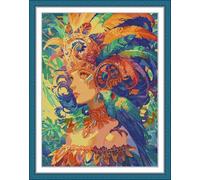 Joy Sunday Stamped Cross Stitch Kits for Adults,11CT Pre-Printed Pattern Easy Embroidery Kits for Beginner, Dmc Threads Sewing Pattern-Brazilian Dancer 52cmx65cm