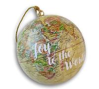 Joy to The Word World Globe Christmas Ornament, Christmas Tree Decoration, Hanging Ornament - 3.25 x 3.25 x 3.25 Inches