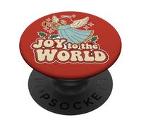 Joy To The World Angel Style Holiday Christmas Season Retro PopSockets Adhesive PopGrip
