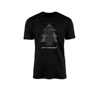 Joy to The World Black Christmas T-Shirt Top Tee - Novelty Music 80's English Rock Pop Band Father Christmas Tree Festive Holiday Santa Xmas Present Gift (Small, Black)