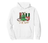 Joy To The World Christmas Tree Leopard Plaid Buffalo Retro Pullover Hoodie