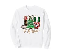 Joy To The World Christmas Tree Leopard Plaid Buffalo Retro Sweatshirt