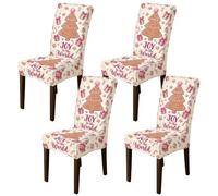 Joy to The World Gingerbread Christmas Tree Dining Chair Covers 4pcs