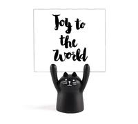 Joy to The World Quote Style Memo Holder Cartoon Black Cat Stand Decoration