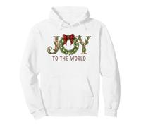 Joy to the World Red Coquette Plaid Gingham Bow Christmas Pullover Hoodie