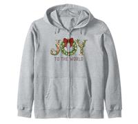 Joy to the World Red Coquette Plaid Gingham Bow Christmas Zip Hoodie