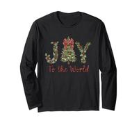 Joy to The World Red Gingham Coquette Bow Christmas Long Sleeve T-Shirt
