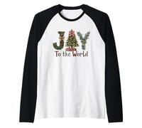 Joy to The World Red Gingham Coquette Bow Christmas Raglan Baseball Tee