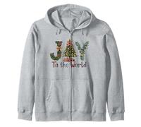Joy to the World Red Gingham Coquette Bow Christmas Zip Hoodie