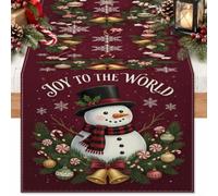 Joy to the World Snow man Quote Christmas Table Runner 13x72 Inch