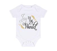 Joy to The World Style 1 Metallic Mistletoe Baby Grow Vest, 0-3 Months, White