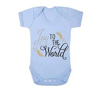 Joy to The World Style 1 Metallic Mistletoe Baby Grow Vest, 3-6 Months, Pastel Blue
