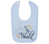 Joy to The World Style 1 Metallic Mistletoe Cotton Baby bib - Pastel Blue