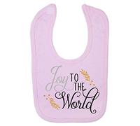 Joy to The World Style 1 Metallic Mistletoe Cotton Baby bib - Pastel Pink