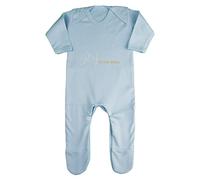 Joy to The World Style 2 Metallic Simple Baby Romper Jumpsuit with feet, 6-12 Months, Pastel Blue