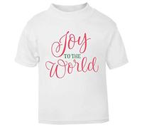 Joy to The World Style 3 Coloured Short Sleeve Cotton Kids t Shirt, 2-3 Years, White