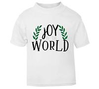 Joy to The World Style 4 Laurels Short Sleeve Cotton Kids t Shirt, 2-3 Years, White