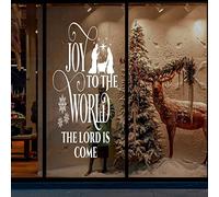 Joy to The World The Lord is Come Christmas Window Cling Sticker for Bathroom Bedroom Living Room Offices Home Decoration Decal, 36"