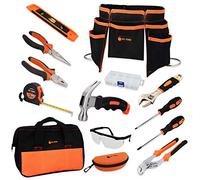 Joy Town AOJAOO Kids Real Tool Set - Junior Steel Forged Tool Kit for Children with Real Hand Tools, Kids Tool Belt, Portable Tool Bag, Perfect Learning Tools for Home DIY (Orange & Black)