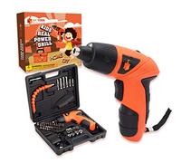 JoyTown Kids Real Power Drill Set - Electric Cordless Drill Tool Kit for Children with Interchangeable Bits, Flexible Shaft, Charger, All in Carrying Case, Learning Tools for Boys & Girls Home DIY