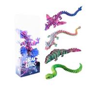 Joy Toy - Drakliths 24159 - 3D Printed Animals; Dragon - Dragon with Wings - Snake - Crocodile; Fully Moving Animals, Fidget Toy in Gift Pack 8 x 4.5 x 20 cm