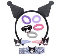 Joy Toy Kuromi Jewellery Set with Kuromi Ears, 5 Hair Bands and 3 Hair Clips - in Gift Box