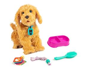 Joy Toy MOJI - The Large Interactive Labradoodle Puppy with 150 Responses - Cuddly Dog Responds to Voice Commands, Touch and Cards Included - 35cm