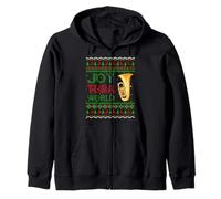 Joy Tuba World Music Lover Ugly Xmas Sweater Tuba Christmas Zip Hoodie