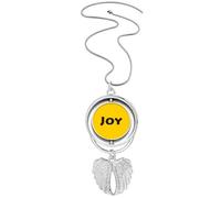 Joy Word Inspirational Quote Sayings Pendant Angel Wings Rotating Necklace Jewelry