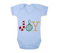 Joy Wordart Decorations Baby Grow Vest, 6-12 Months, Pastel Blue