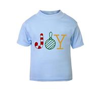 Joy Wordart Decorations Short Sleeve Cotton Toddler t Shirt, 3-4 Years, Pastel Blue