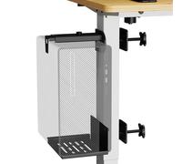 JOY worker Clamp-on Desk Leg PC Mount, No Drilling Under Desk PC Mount Adjustable Height and Width, Computer Case CPU Holder Holds up to 44 lbs, Fits Most Computer Tower, Black