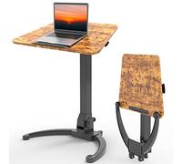JOY worker Foldable Mobile Standing Desk, Pneumatic Height Adjustable Sit Stand Desk, 90° Tiltable Rolling Laptop Table, Portable Workstation with Non-Slip Mat for Home Office, Holds Up to 22lbs
