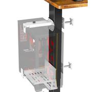 JOY worker Upgraded Under Desk PC Mount for Standing Desk, Clamp-On Desk Leg Computer Mount with Extra Protective Arms, Adjustable Computer Case CPU Holder Holds Up to 44lbs, White