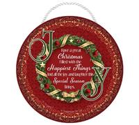 Joy Wreath Christmas Hanging Plaque