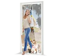 JOY2SEE Fly Screen Balcony Door, Upgraded Version, White, Magnetic Curtain, Insect Protection, 115 x 205 cm