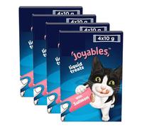 Joyables Lickable Cat Treats With Salmon x4 40g - Pack of 4 - Make Bonding Time Extra Special With Joyables Creamy, Salmon-flavoured Treats With No Added Sugar, Low Calories, and a Smooth Texture
