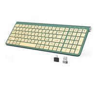 JOYACCESS Slim Compact Wireless Keyboard - Full-Size Silent Keys & Ergonomic Design, Number Pad & Dustproof Cover for Windows/Mac - Emerald Green
