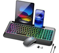 JOYACCESS Wireless Keyboard and Mouse Combo Backlit - Compact Quiet Keyboard with RGB Mouse, Rechargeable, Portable Cordless Keyboard Mouse Set for Mac, Windows, Laptop (Space Gray)