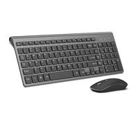 JOYACCESS Wireless Keyboard Mouse Combo, 2.4G Compact and Ultra Slim Wireless Keyboard and Mouse for Windows, Computer, Desktop, PC, Laptop (Grey)