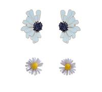 JOYAGIFT 2 Pairs Metal Daisy Stud Earrings Set Bohemia Drip Glazing Big Daisy Earrings Enamel Flower Earrings Jewelry Gift for Women, Metal, No Gemstone