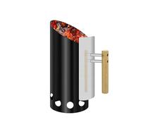 Joyagrill Charcoal Chimney Starter Double Enameled Chimney Starter Charcoal Chimney with Heat Shield & Wood Handle Great Heat Insulation Coal Starter for Grill Easy Grip Charcoal Starter, Black