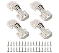 Joyan 4 pcs Cabinet Hinge, Hidden Screw-On Hinge with Spring, 90° Opening Angle Kitchen Cabinet Door Hinges, No Slot Required Hinges with Screws for Kitchen Cupboard Doors (113 * 43 mm)
