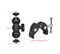 Joyance Dual Ballhead Arm Super Clamp Mount, Multi-Functional Double Ball Adapter for DSLR Camera, Monitor, LED Video Light, External Mic, Adjustable, 1/4" Screw