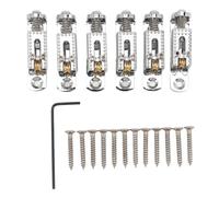 Joyance Guitar Parts 6Pcs Guitar Bridge Saddle, Metal Height Adjustable for 3, 4, 5, 6, 7 String Electric Guitar, Roller Bridge Saddle for Cigar Box Banjo, Gold